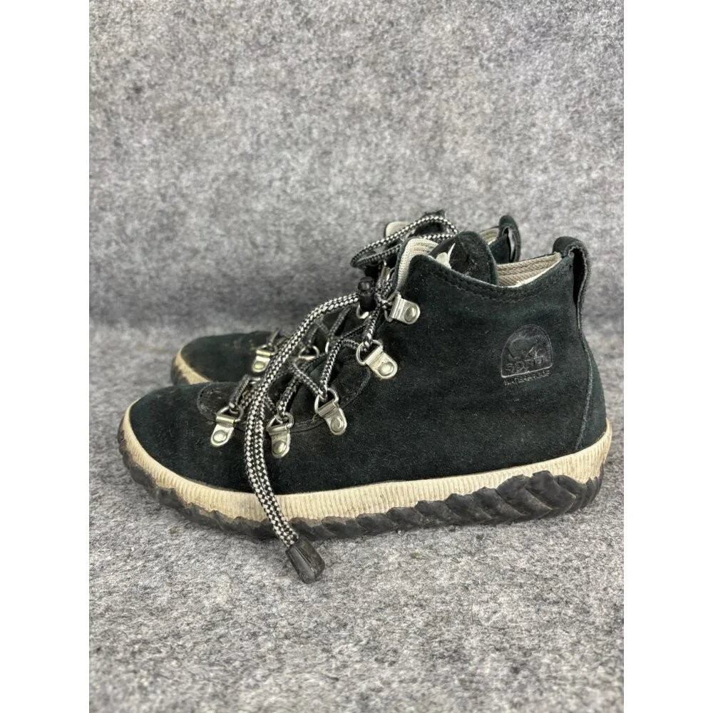 Sorel Shoes Youth Size 4 Black Waterproof Suede Hiking‎ Boots NY3992-010 Outdoor